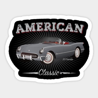 Retro American Classic 1953 Corvette T-Shirt Design Sticker